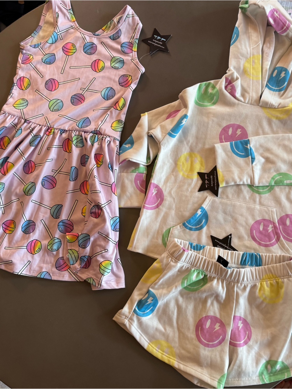 Kids Pastel Lollipop Matching Set – Dress + Hoodie & Shorts